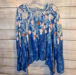 Meadow Rue Anthropologie Floral Kerchief Hem Top